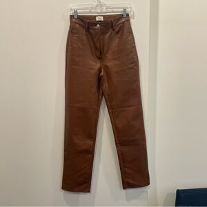 Wilfred faux leather brown, straight leg pants